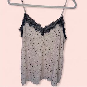 Blu Pepper Polka Dot Lace Trim Cami Top Size Small